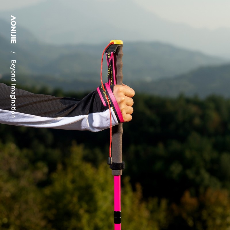 Aonijie e4214 bastón plegable al aire libre bastón de montañismo carbono ultraligero bastón de montañismo de fondo bastón de montañismo rosa