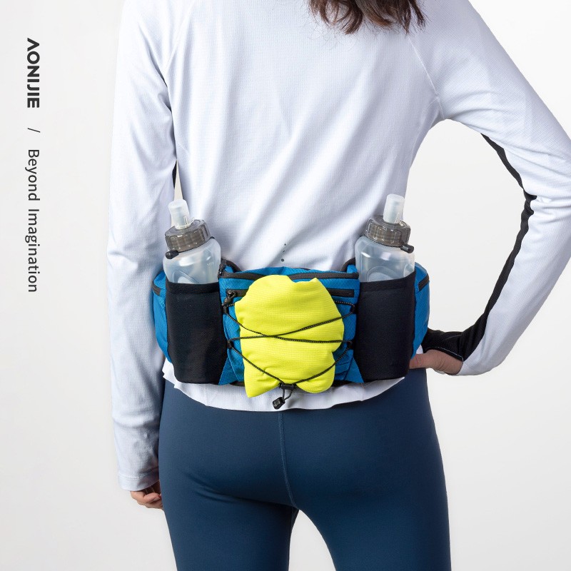 Aonijie w8120 Pocket Sports Fanny Pack carrera de gran capacidad doble hervidor de agua ajustable cintura maratón de senderismo