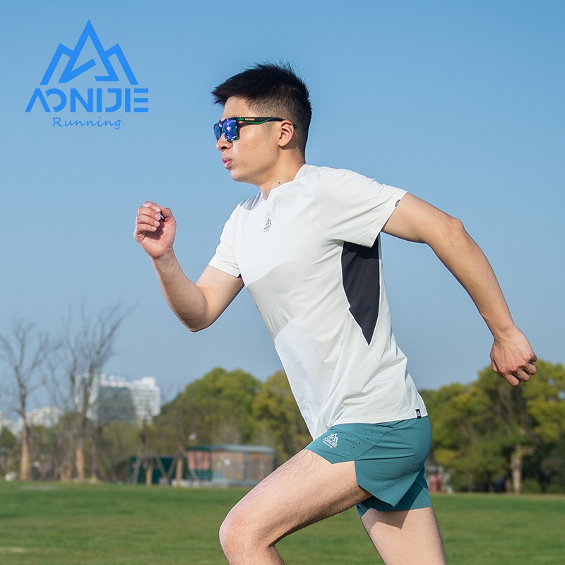 Aonijie fm5157 camiseta deportiva masculina de secado rápido primavera y verano los hombres corren transpirables yoga de fitness de manga corta