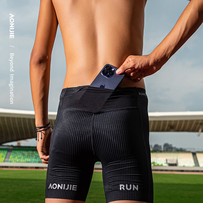 Aonijie fm5182 pantalones cortos ajustados negros para correr al aire libre pantalones cortos ajustados para el entrenamiento de yoga transpirables para hombres