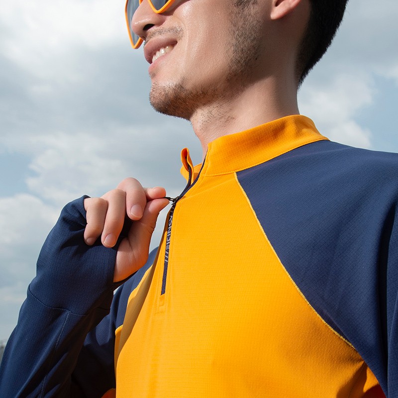 Aonijie fm5172 camiseta de manga larga para deportes de protección solar al aire libre para hombres, bicicleta de fitness de secado rápido, sudadera de manga larga para correr y caminar